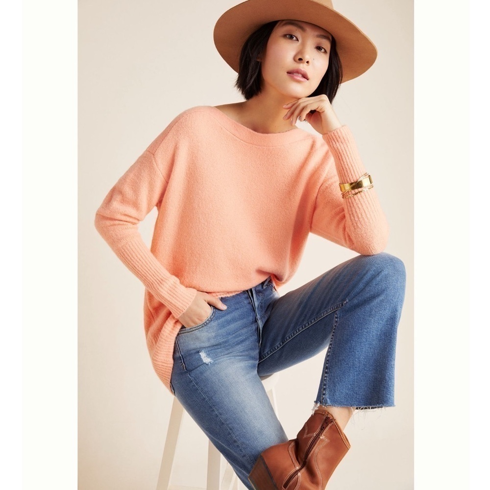 By Anthropologie Naomi Sweater Soft Knit Ribbed Knit Trim XS